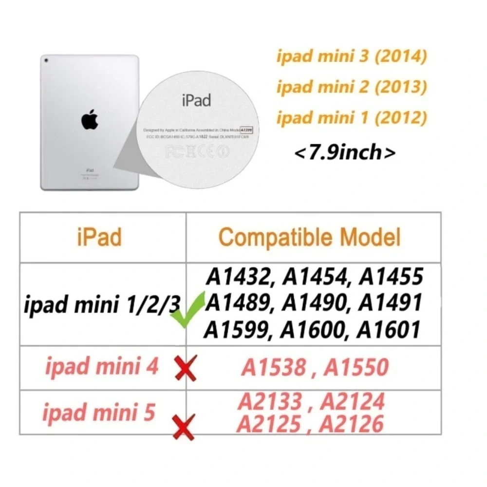 iPad Mini 1/2/3 Case - 360 Degree Rotating Stand Smart Cover